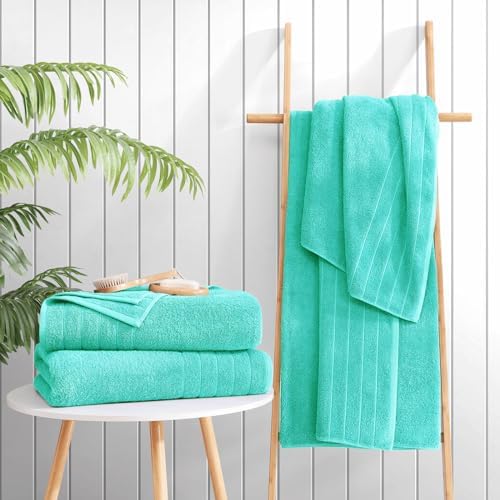 Luxury Soft Cotton bath towels 4-pack Aqua Sky bath time excellence