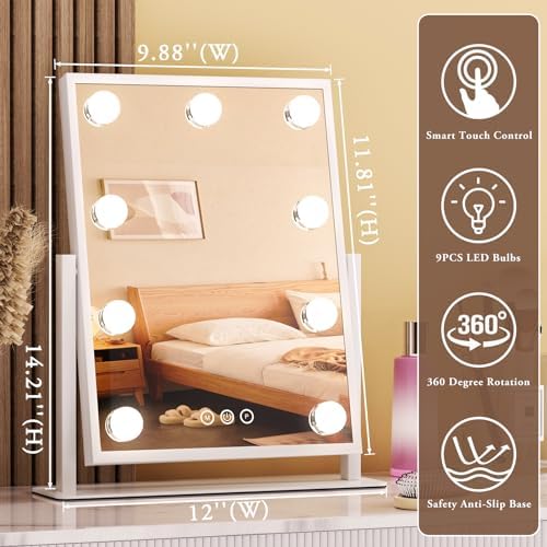 Stylish Lighted Makeup Mirror with 360-Degree Rotation for Women