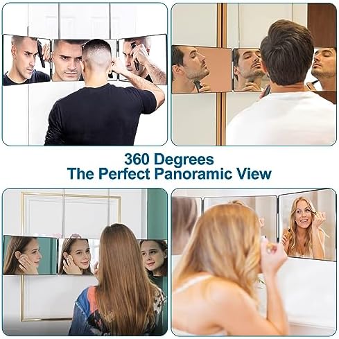 Adjustable 360-Degree Trifold Mirror for salon-grade grooming