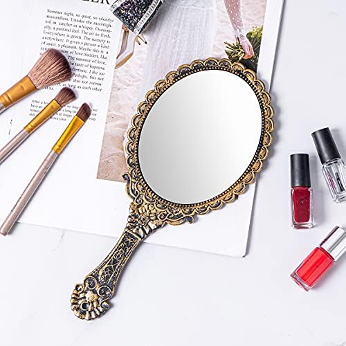 2Pcs Vintage Handheld Mirror Bronze