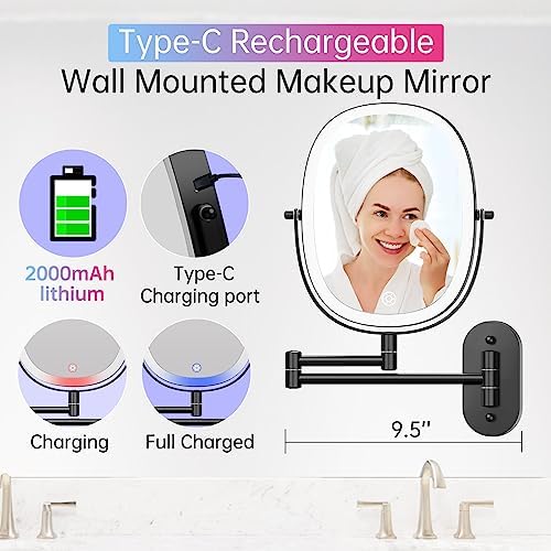 FUNTOUCH Wall Mounted Makeup Vanity Mirror Dual Magnification