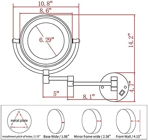 Wall-Mounted Makeup Mirror with LED Light