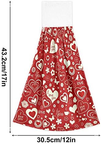 Exnundod Red Heart Hanging Towels Red for Kitchen Bathroom