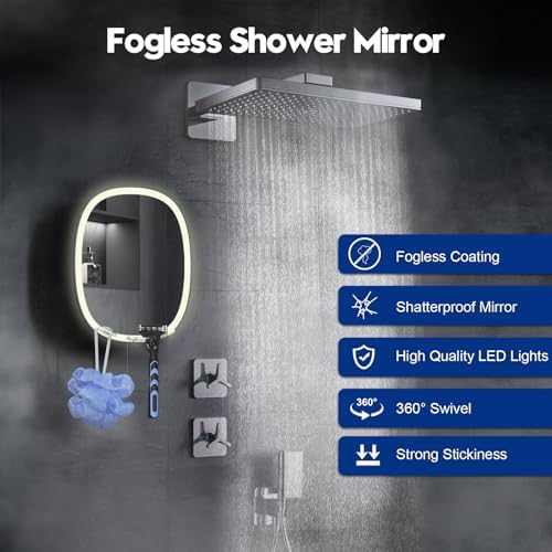 Fogless LED Shower Mirror with Adjustment