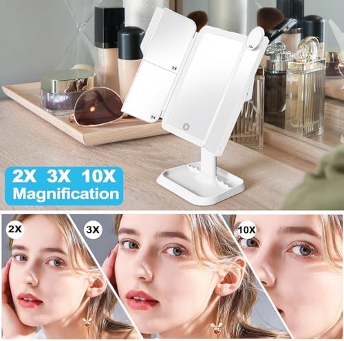 Multi-Functional Magnetic Makeup Mirror with Lights