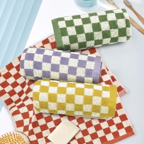 Bath Gym Hand Towels - 4-Piece Checkered Set