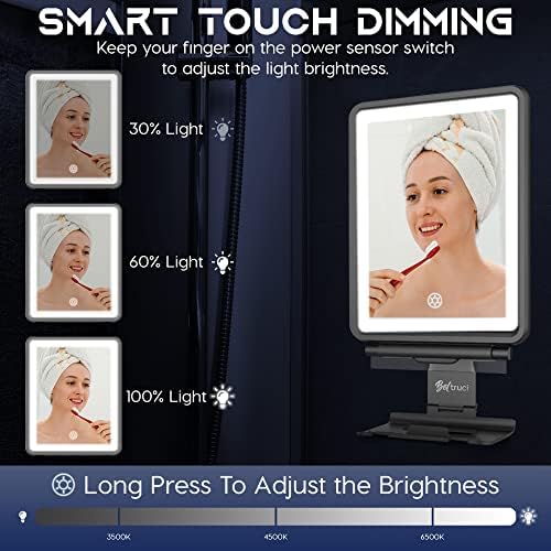 Beltruci Cinema Shower Mirror for Shaving Fogless Lighted High-Quality Organizer
