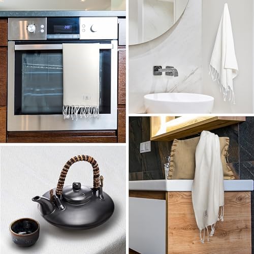 Ossano Turkish Classic Hand Towel Set of 2 - Ecru 30x18