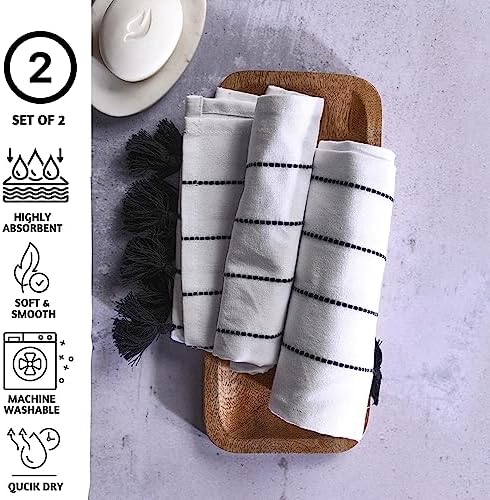 Folkulture Boho Hand Towels with Tassels Set of 2 1