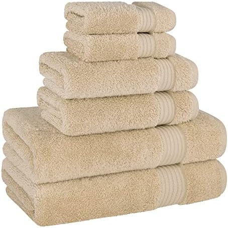 6-Piece Turkish Towels Set - Soft Absorbent Cotton for Bathroom Use
