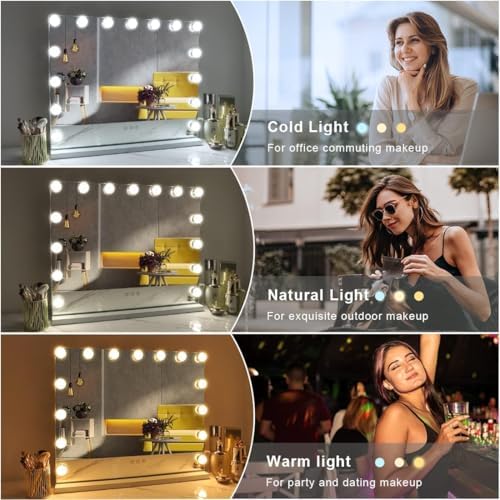 FENCHILIN Lighted Vanity Mirror with 15 LED Bulbs
