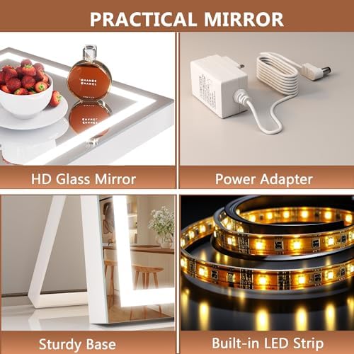 Vanity Mirror with Variable Lighting for Makeup Needs