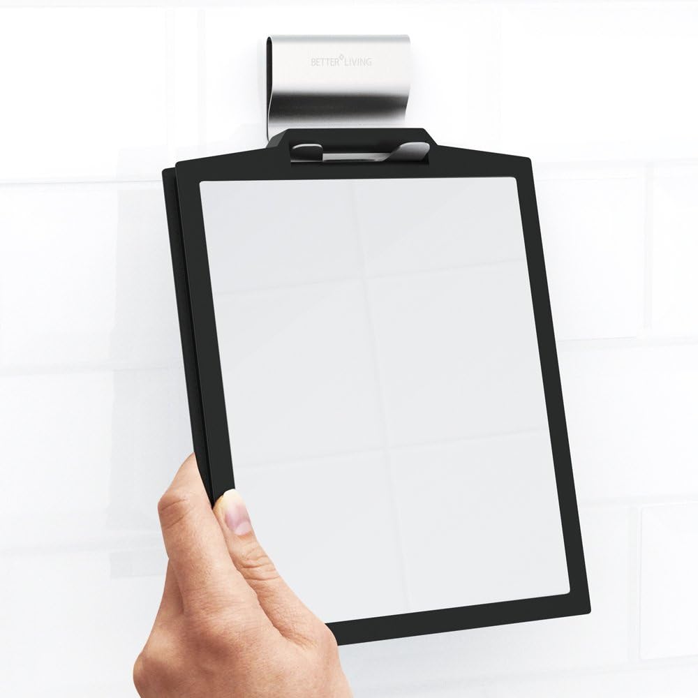 Better Living Double-Sided Shower Mirror 3X Magnification Black