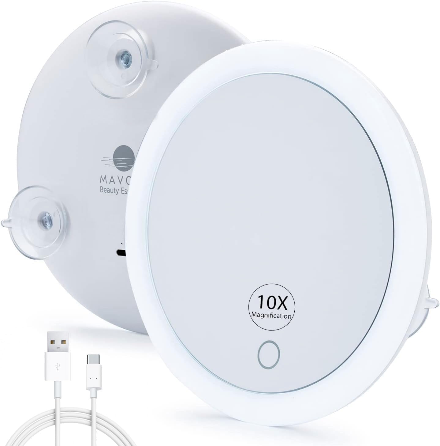 10X Magnifying Mirror with LED Light and 3 Suction Cups