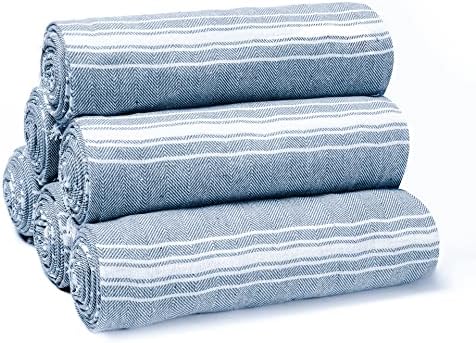 Belizzi Home - 6 x 36x71 Navy Blue Chevron Beach Towels