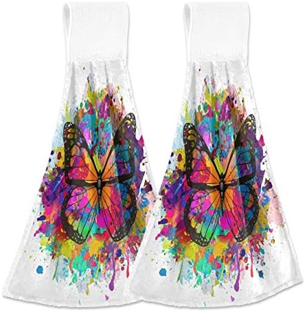 SLHKPNS Rainbow Butterfly Kitchen Hand Towels