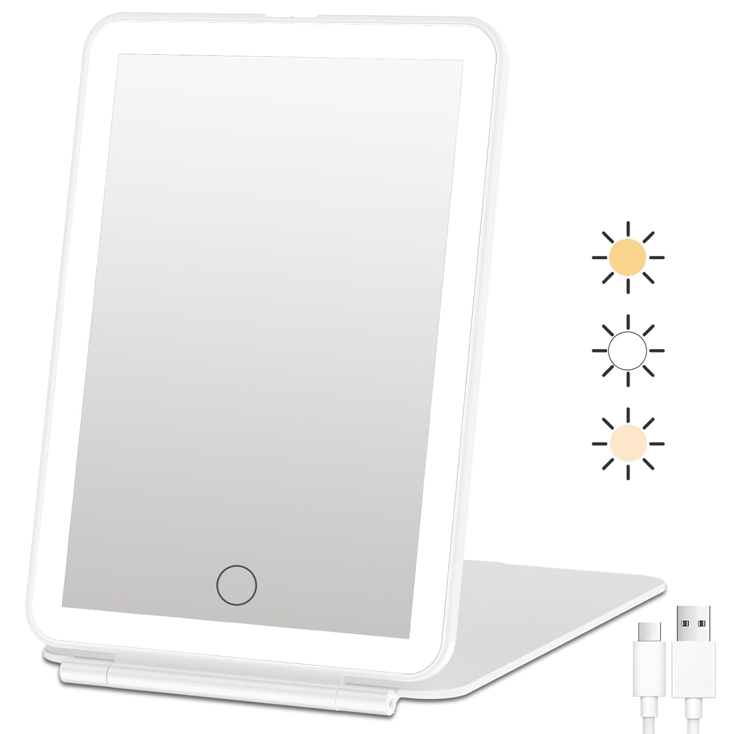FUNTOUCH Rechargeable and Lightweight Travel Makeup Mirror with 72 LED Lights