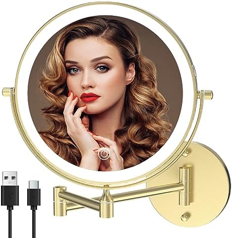 8-inch Rechargeable Wall-Mounted Makeup Vanity Mirror