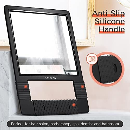 TASALON Unbreakable Hand Mirror with Handle Black