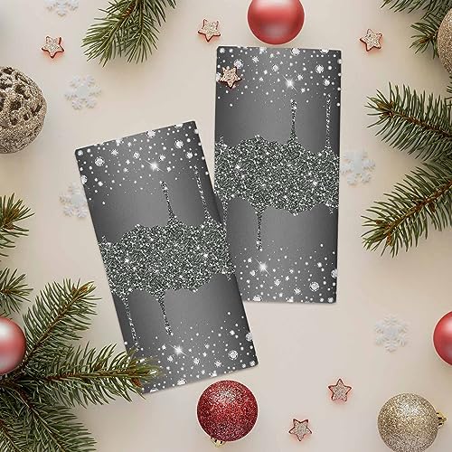 Dripping Black Tea Towels with Glitter