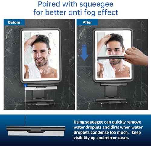 Fog-Free Shaving Mirror with Squeegee