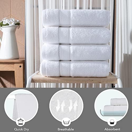 NOVA Luxury Linen - 4x Hand Towels Pure White Hotel Quality