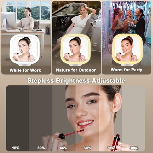 Stylish Travel Makeup Mirror with Magnifying Lens and Lights