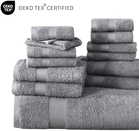 Premium 6-Piece Grey Cotton Bath Towel Set