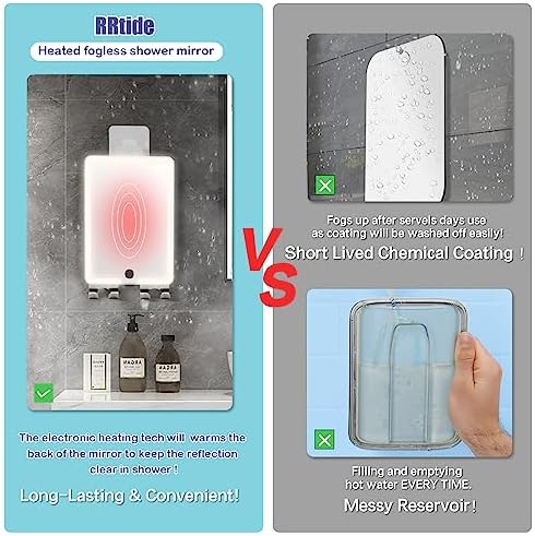 RRtide Heated Shower Mirror With LED Light