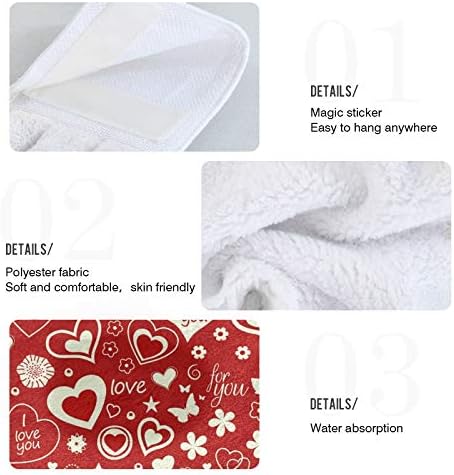Exnundod Red Heart Hanging Towels Red for Kitchen Bathroom