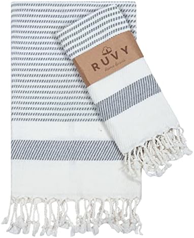 Ruvy 2-Piece Turkish Cotton Hand Towels - Soft Quick-Dry Light Grey