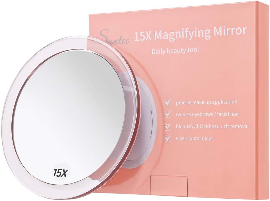 15X Precision Make-up Mirror with Rose Gold Suction Cup Mounting