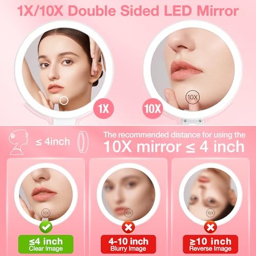 Benbilry Travel Makeup Mirror with 10X Magnification