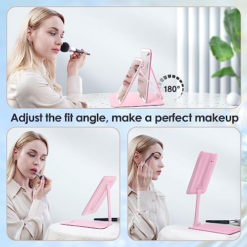 Foldable Portable Makeup Mirror with Light for Travel