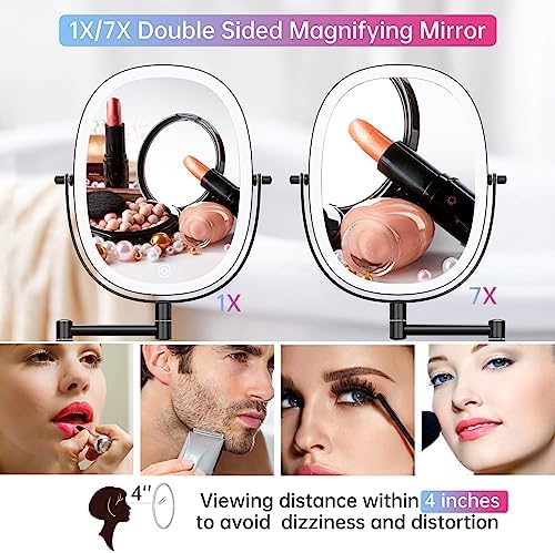 FUNTOUCH Wall Mounted Makeup Vanity Mirror Dual Magnification