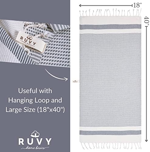 Ruvy 2-Piece Turkish Cotton Hand Towels - Soft Quick-Dry Light Grey