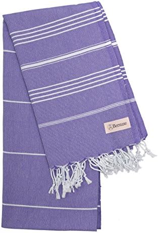 Bersuse Premium Turkish Beach Towel Set of 3 Dark Purple 37x70 Inches