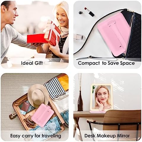 Foldable Portable Makeup Mirror with Light for Travel
