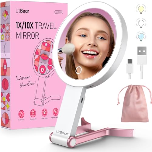 LitBear Rechargeable Dual-Sided Makeup Mirror
