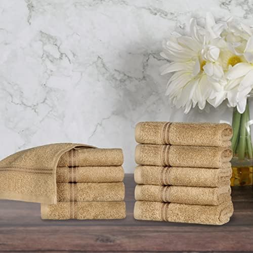 Superior 13x13 Long Staple Combed Cotton Face Towels 10 Piece Set
