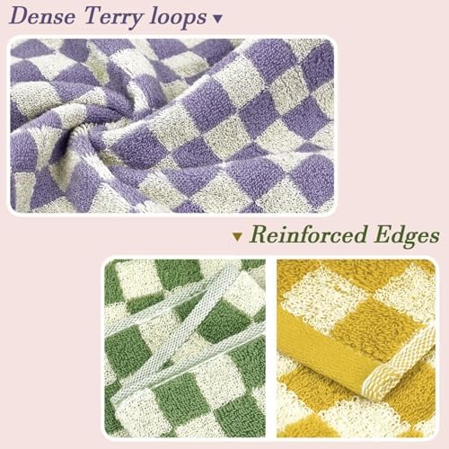Bath Gym Hand Towels - 4-Piece Checkered Set