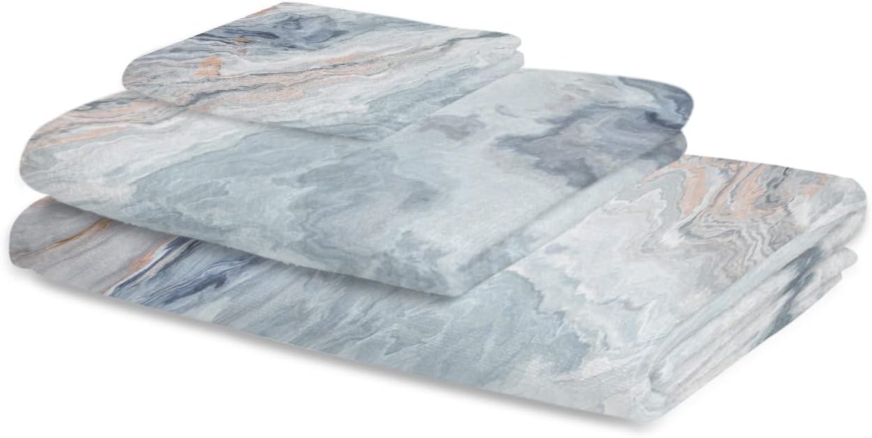 Chic Multi-Color Marble Bathroom Towels Set