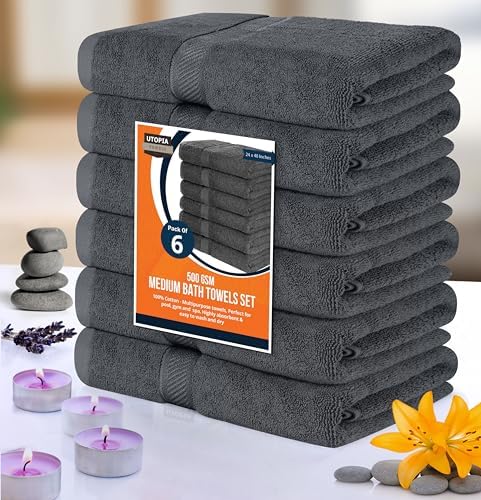 Utopia Bath Towels Set - 6 x 24x48 Soft Absorbent