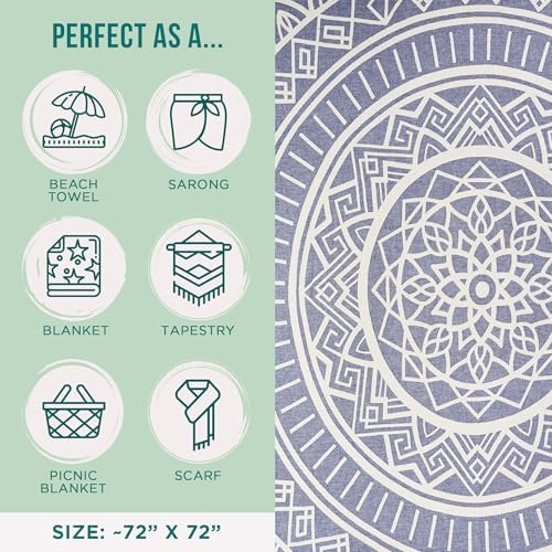 Sand Cloud Extra Large Turkish Beach Towel - Quick Dry Navy