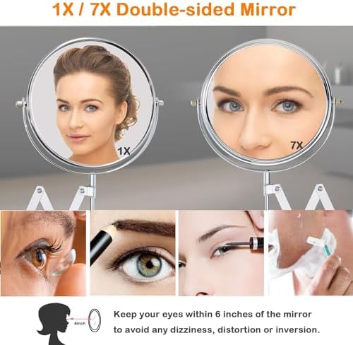 WELL WLINK 7-Inch Wall-Mounted Makeup Mirror 7X Magnification