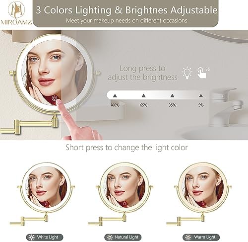 8-inch Rechargeable Wall-Mounted Makeup Vanity Mirror