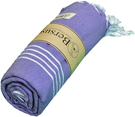 Bersuse Premium Turkish Beach Towel Set of 3 Dark Purple 37x70 Inches