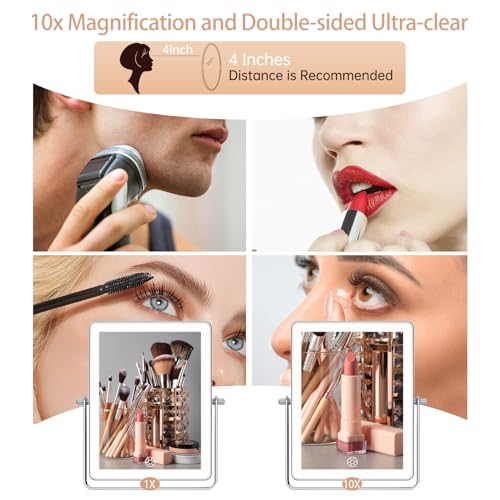 Adjustable 360 Wall-Mounted Makeup Mirror Dimmable Rechargeable