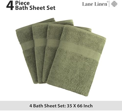 4-Pack of 100 Cotton Extra Large Bath Towels Oil Green LuxuryFeel