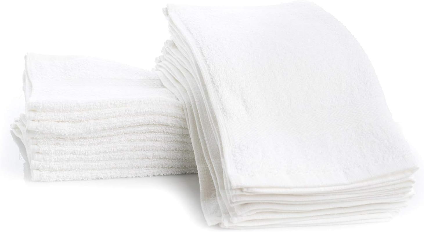 Cotton Washcloths White Set of 40 12 x 12